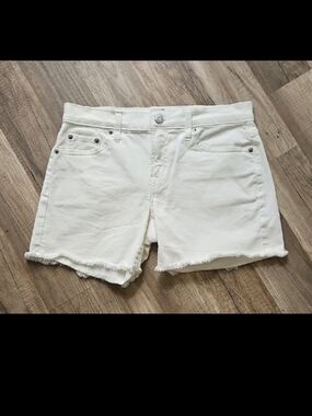 GAP Off-White Frayed Hem Denim Shorts